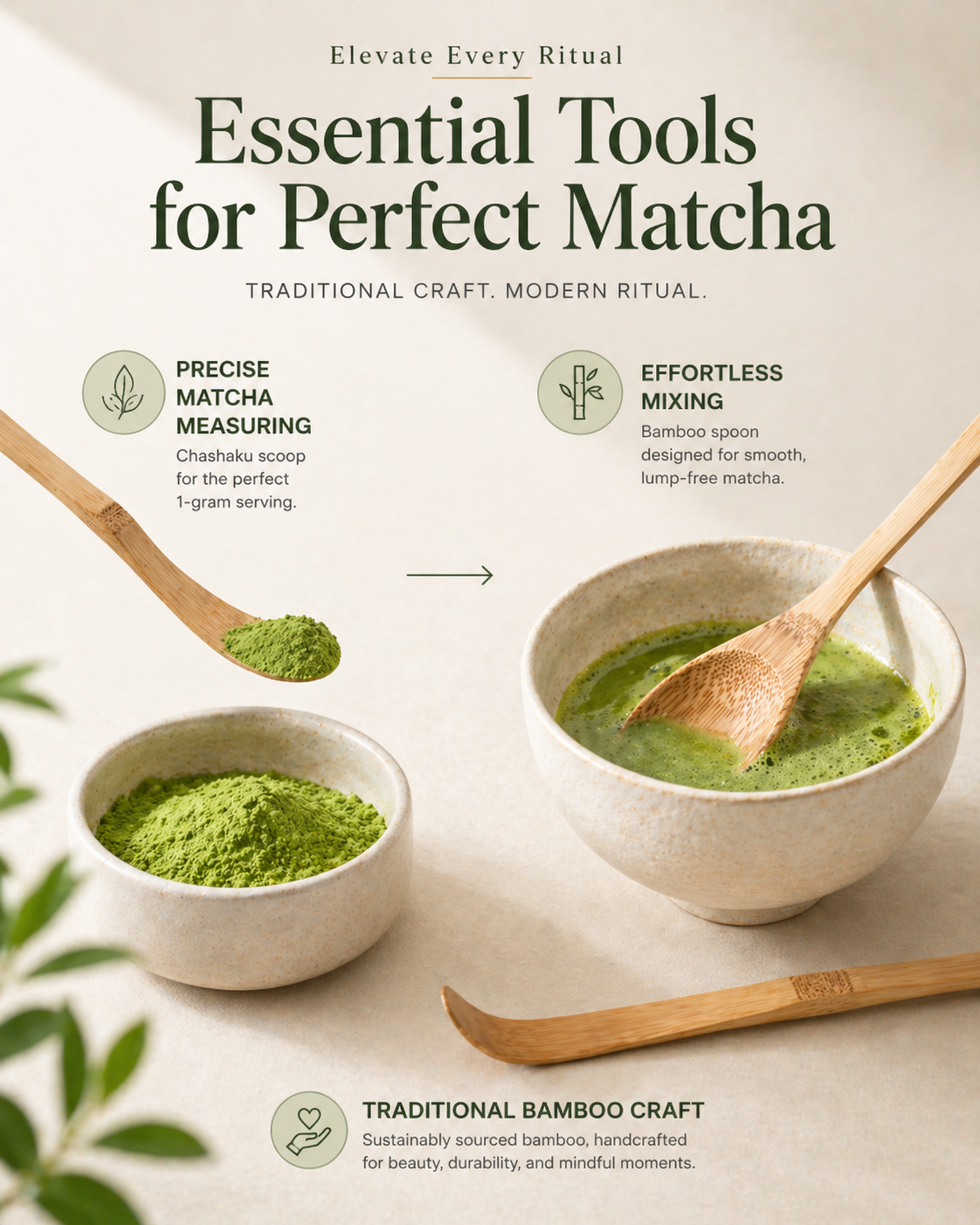 Traditional Bamboo Chashaku Scoop + Bamboo Spoon